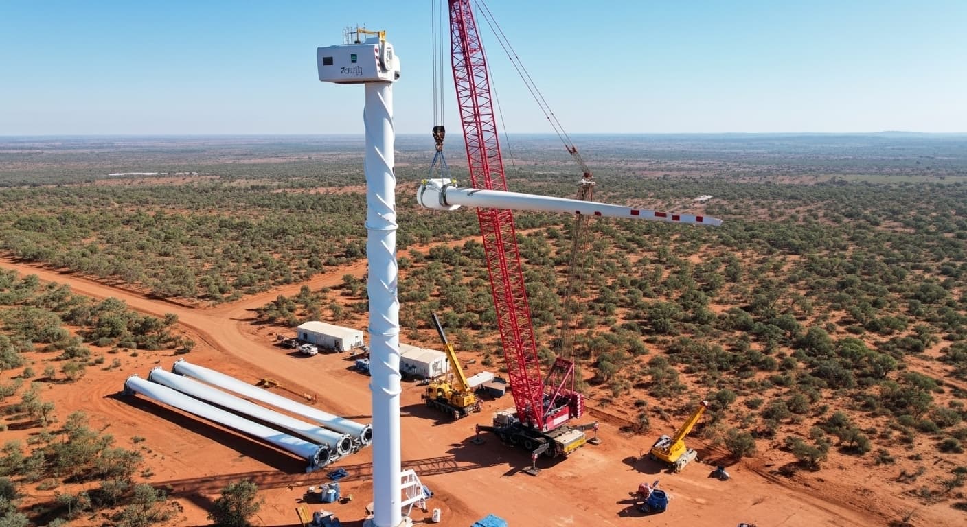 EcoForge Build team reviewing architectural plans next to solar arrays.
